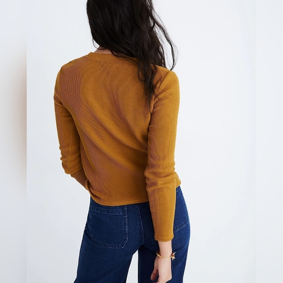NWT Madewell Rust Orange Knot Crewneck Ribbed Pullover Sweater Size M - Picture 2 of 9